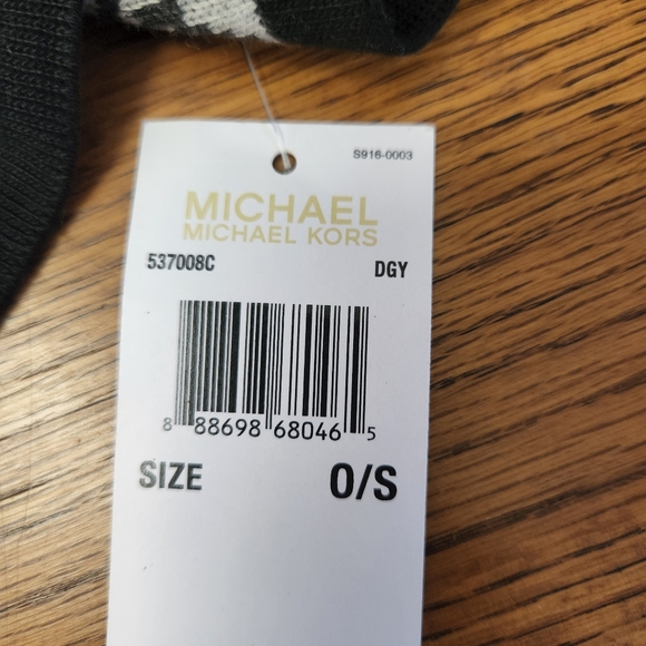 NWT Michael Michael Kors Logo Black and Light Gray Knit Scarf - Picture 3 of 5